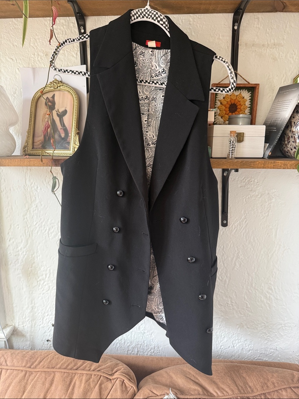 Lux Black Blazer Vest with Red Label